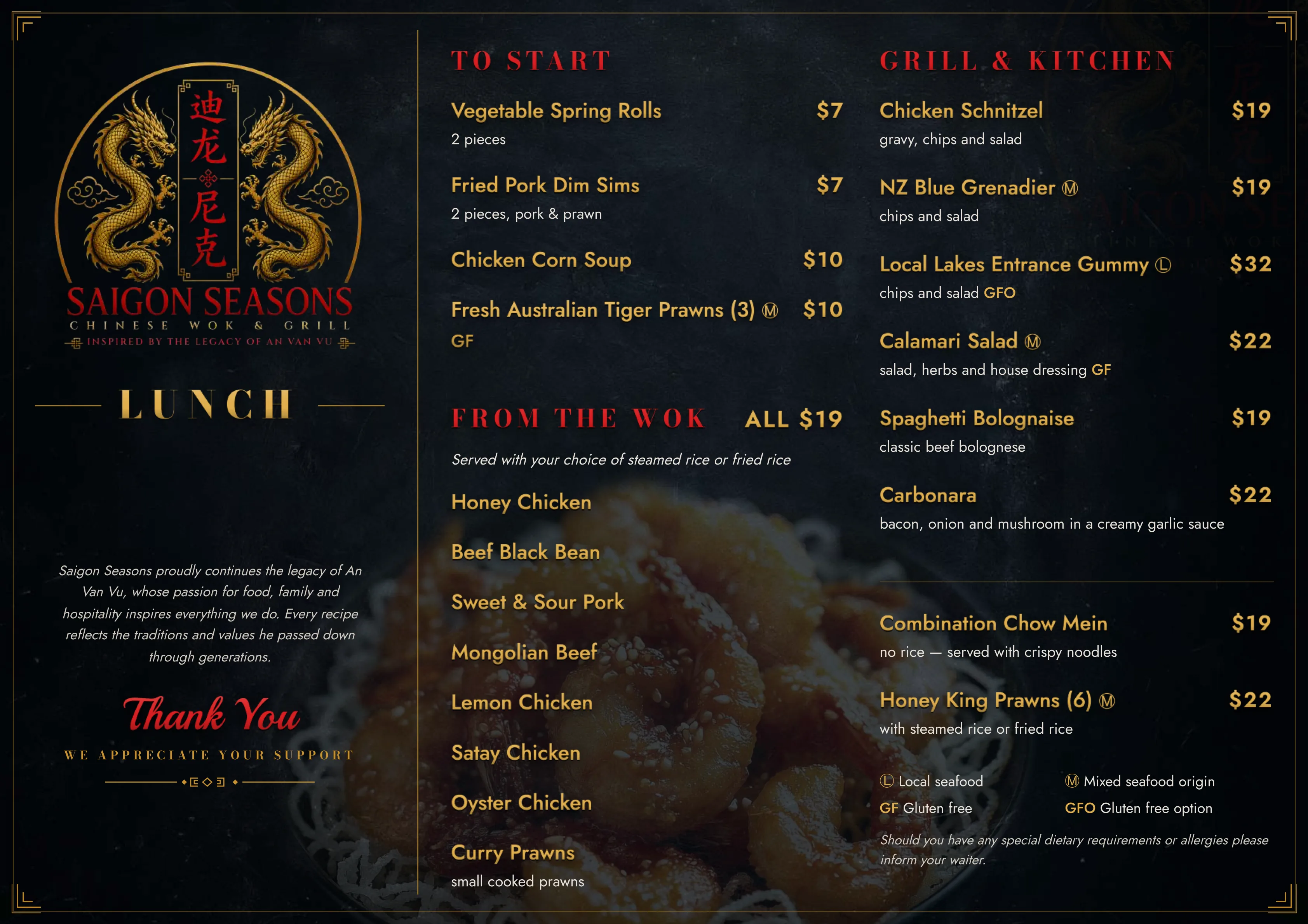 Lunch menu
